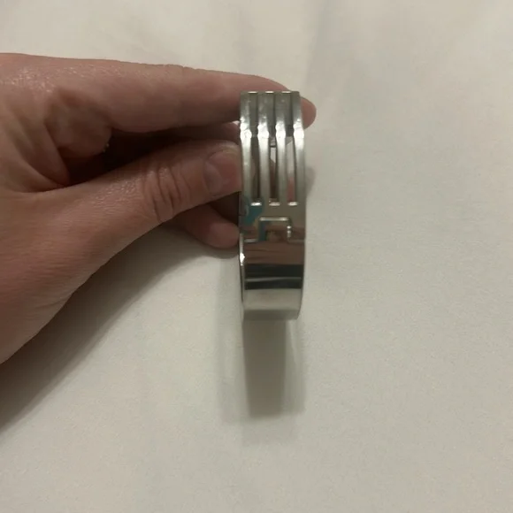 Tory Burch Fitbit Metal Hinged Bracelet Silver - Picture 3 of 15